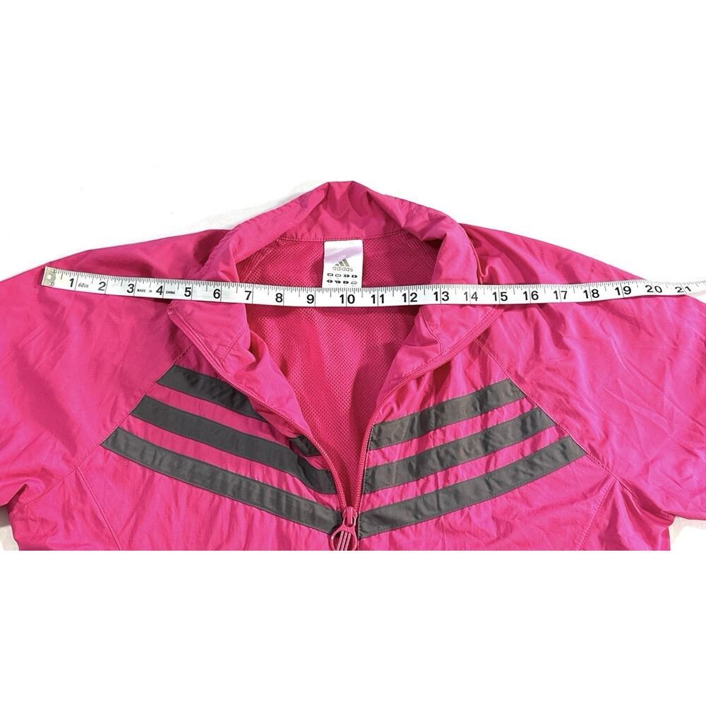 Adidas Women’s Pink Windbreaker Jacket Size M Mesh Lined Zip Front Retro - Picture 6 of 11